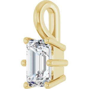 18K Yellow Gold 6x4 mm Emerald Charm/Pendant Mounting – image 3