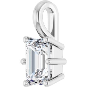 14K White Gold 6x4 mm Emerald Charm/Pendant Mounting – image 3