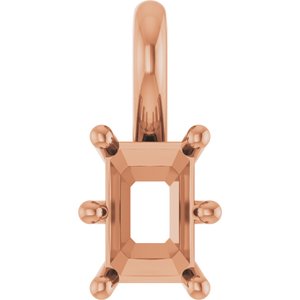 10K Rose Gold 6x4 mm Emerald Charm/Pendant Mounting – image 2