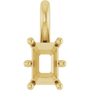 18K Yellow Gold 6x4 mm Emerald Charm/Pendant Mounting – image 2