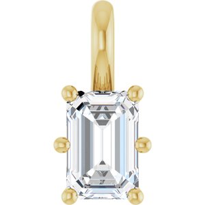 18K Yellow Gold 6x4 mm Emerald Charm/Pendant Mounting