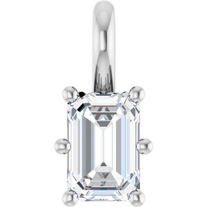 18K White Gold 6x4 mm Emerald Charm/Pendant Mounting