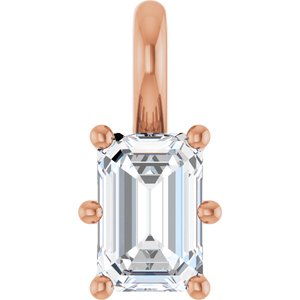 14K Rose Gold 6x4 mm Emerald Charm/Pendant Mounting