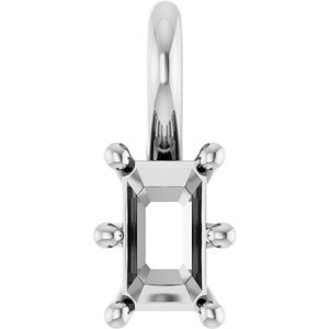Sterling Silver 5x3 mm Emerald Charm/Pendant Mounting – image 2