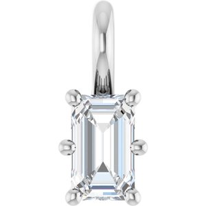 10K White Gold 5x3 mm Emerald Charm/Pendant Mounting