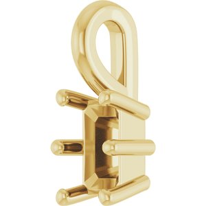 14K Yellow Gold 5x3 mm Emerald Charm/Pendant Mounting – image 4