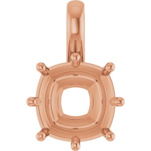 10K Rose Gold 10 mm Cushion Charm/Pendant Mounting – image 2