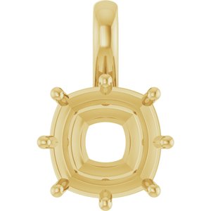 14K Yellow Gold 10 mm Cushion Charm/Pendant Mounting – image 2