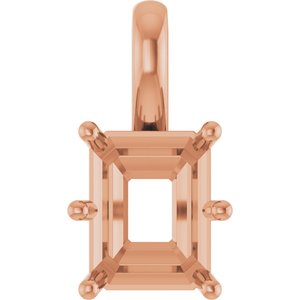 10K Rose Gold 9x7 mm Emerald Charm/Pendant Mounting – image 2