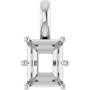 10K White Gold 9x7 mm Emerald Charm/Pendant Mounting – image 2