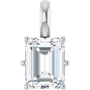 14K White Gold 9x7 mm Emerald Charm/Pendant Mounting