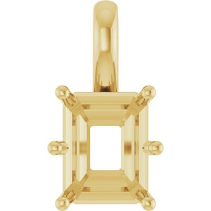 10K Yellow Gold 9x7 mm Emerald Charm/Pendant Mounting – image 2