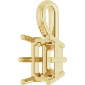 10K Yellow Gold 9x7 mm Emerald Charm/Pendant Mounting – image 4