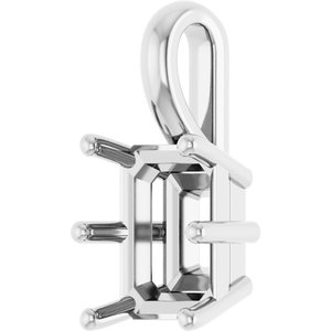 18K White Gold 9x7 mm Emerald Charm/Pendant Mounting – image 4