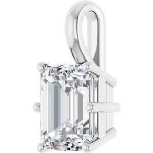 18K White Gold 9x7 mm Emerald Charm/Pendant Mounting – image 3