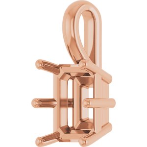 14K Rose Gold 9x7 mm Emerald Charm/Pendant Mounting – image 4