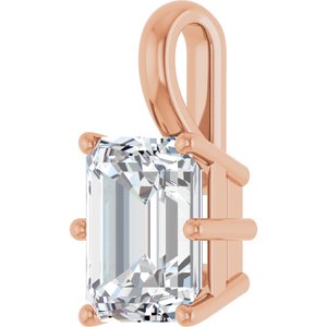 18K Rose Gold 9x7 mm Emerald Charm/Pendant Mounting – image 3