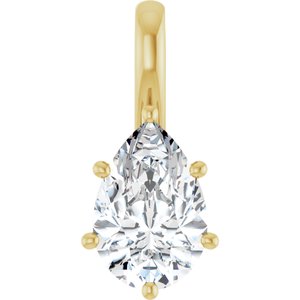 18K Yellow Gold 12x8 mm Pear Charm/Pendant Mounting