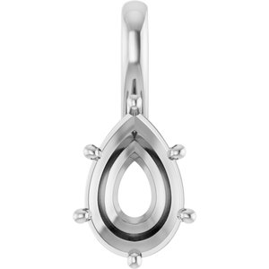 14K White Gold 12x8 mm Pear Charm/Pendant Mounting – image 2