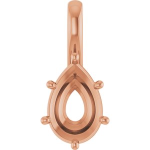 14K Rose Gold 12x8 mm Pear Charm/Pendant Mounting – image 2
