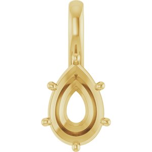 18K Yellow Gold 12x8 mm Pear Charm/Pendant Mounting – image 2