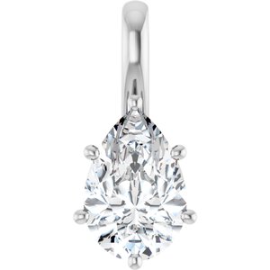 14K X1 White Gold 12x8 mm Pear Charm/Pendant Mounting