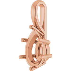 14K Rose Gold 12x8 mm Pear Charm/Pendant Mounting – image 4