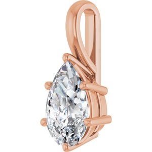 18K Rose Gold 12x8 mm Pear Charm/Pendant Mounting – image 3