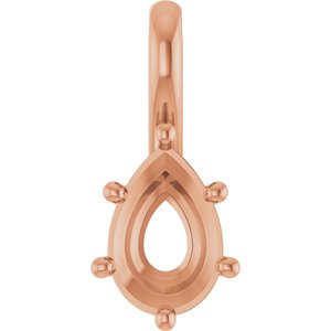 18K Rose Gold 9x6 mm Pear Charm/Pendant Mounting – image 2