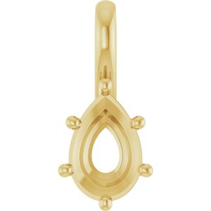 18K Yellow Gold 9x6 mm Pear Charm/Pendant Mounting – image 2