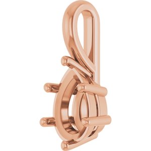 18K Rose Gold 9x6 mm Pear Charm/Pendant Mounting – image 4
