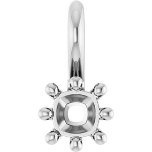 10K White Gold 3 mm Cushion Charm/Pendant Mounting – image 2