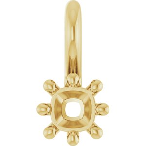 14K Yellow Gold 3 mm Cushion Charm/Pendant Mounting – image 2