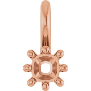 14K Rose Gold 3 mm Cushion Charm/Pendant Mounting – image 2