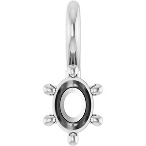18K White Gold 4x3 mm Oval Charm/Pendant Mounting – image 2