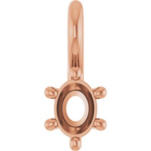 14K Rose Gold 4x3 mm Oval Charm/Pendant Mounting – image 2
