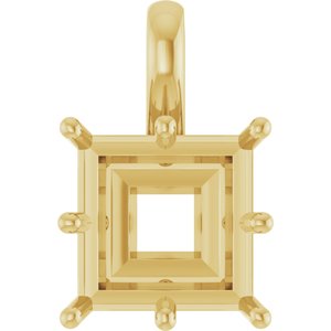 14K Yellow Gold 10 mm Square Charm/Pendant Mounting – image 2