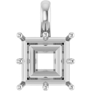 10K White Gold 10 mm Square Charm/Pendant Mounting – image 2