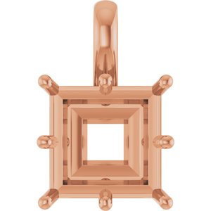 18K Rose Gold 10 mm Square Charm/Pendant Mounting – image 2