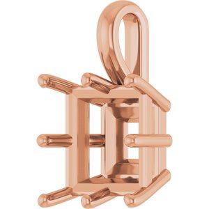 18K Rose Gold 10 mm Square Charm/Pendant Mounting – image 4