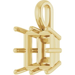 10K Yellow Gold 10 mm Square Charm/Pendant Mounting – image 4