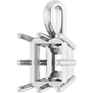 18K White Gold 10 mm Square Charm/Pendant Mounting – image 4