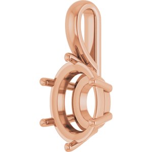 14K Rose Gold 12x10 mm Oval Charm/Pendant Mounting – image 4