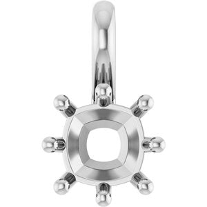 Platinum 6 mm Cushion Charm/Pendant Mounting – image 2