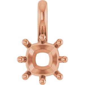 14K Rose Gold 6 mm Cushion Charm/Pendant Mounting – image 2