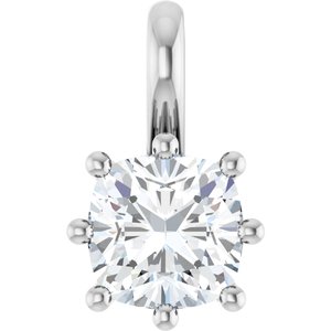 14K White Gold 6 mm Cushion Charm/Pendant Mounting