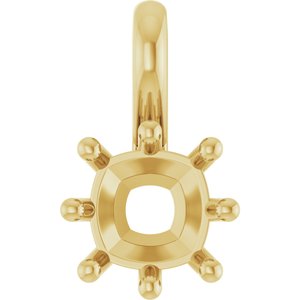 18K Yellow Gold 6 mm Cushion Charm/Pendant Mounting – image 2