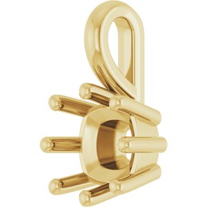 14K Yellow Gold 6 mm Cushion Charm/Pendant Mounting – image 4