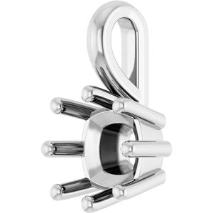 18K White Gold 6 mm Cushion Charm/Pendant Mounting – image 4