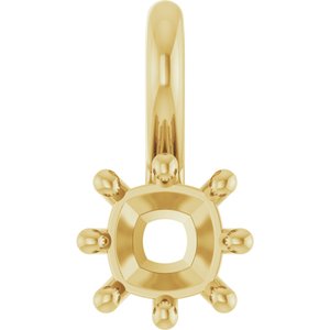 10K Yellow Gold 4 mm Cushion Charm/Pendant Mounting – image 2